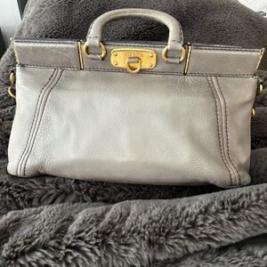 Prada Bag - Sofa grey leather with gold hardware